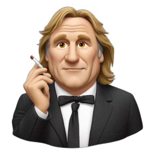 Gérard Depardieu avec une une et une cigarette  sticker