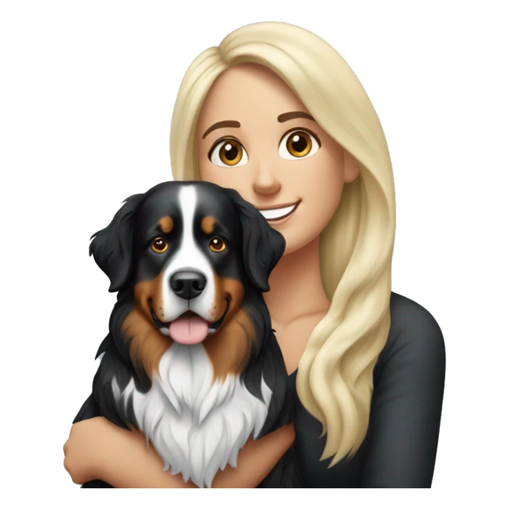 Bernese mountain dog with his female blonde long haired owner sticker