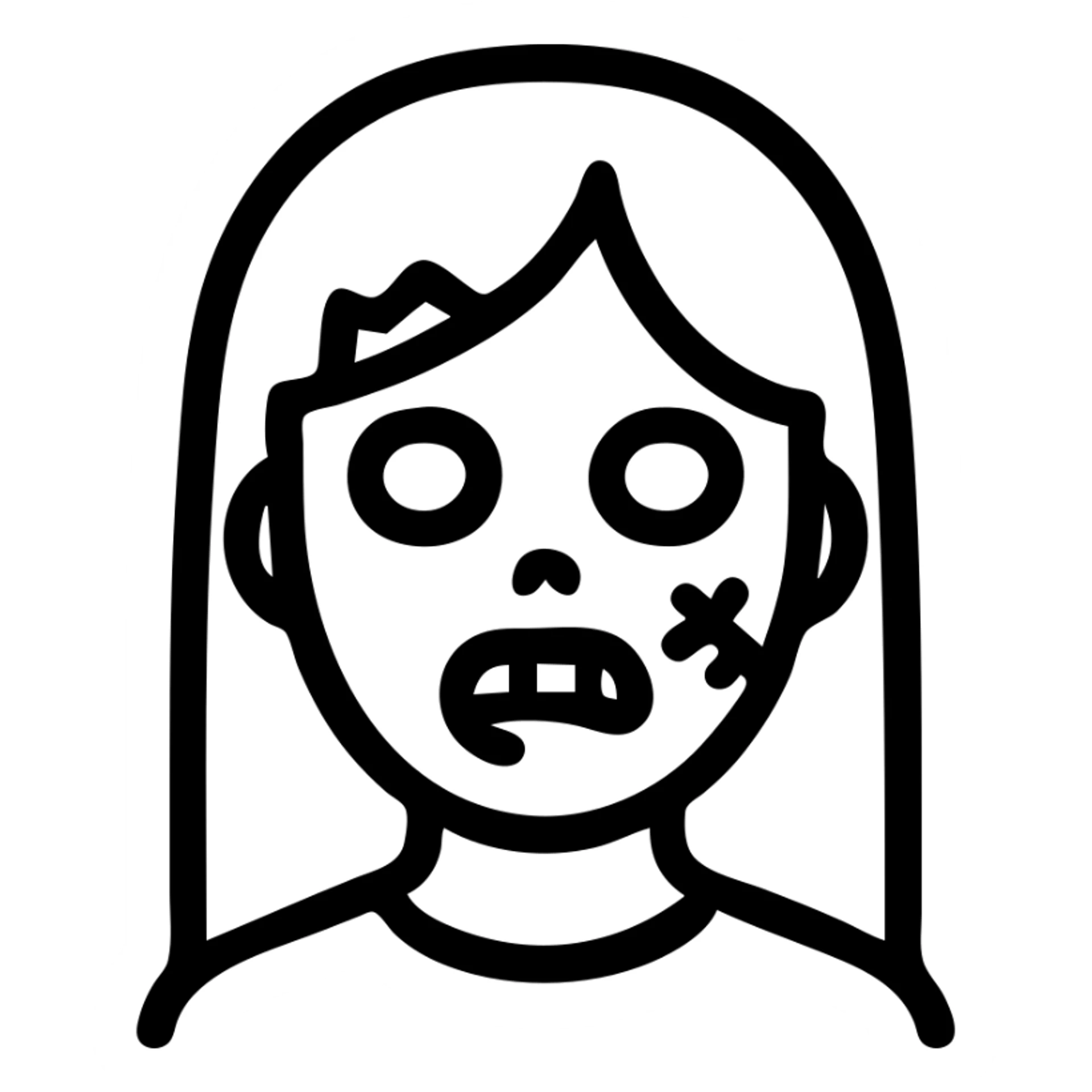 girl zombie with black long hair sticker