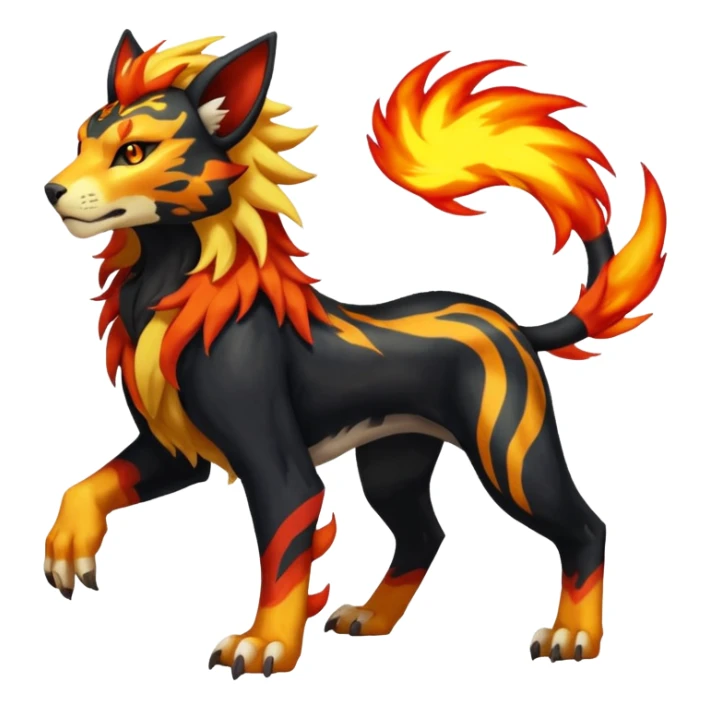 Shiny Glowing Legendary Epic Pyroar-Torracat-Luxray-Tigress-Houndoom-Liger-Hybrid-Fakemon-hybrid-Creature (full body) sticker