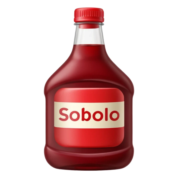 make a sobolo(ghanain drink) make it be in a bottle and the label should say sobolo and spell it like this and the drink dark red a plastic bottle and no fruit sticker