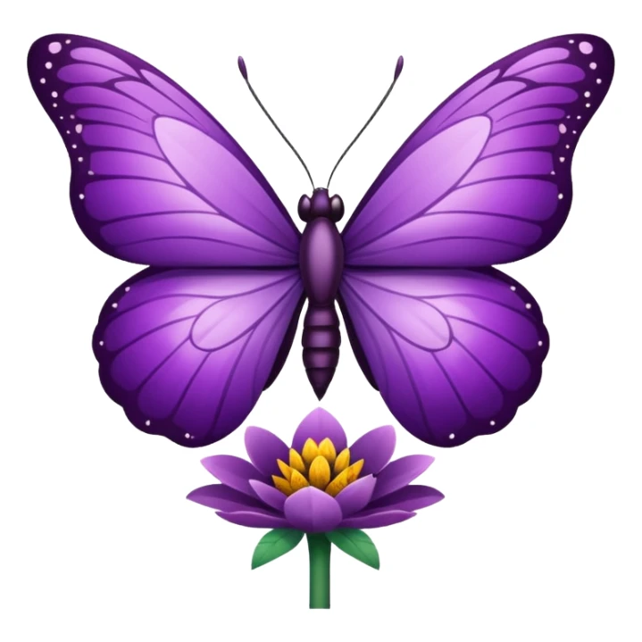 Mariposa color morado en una flor sticker