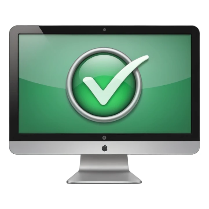 computer monitor showing a test check mark sticker