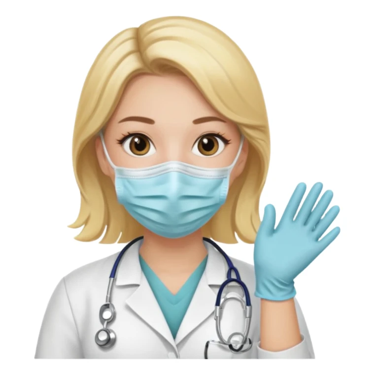 medica rubia con mascarilla y guantes sticker