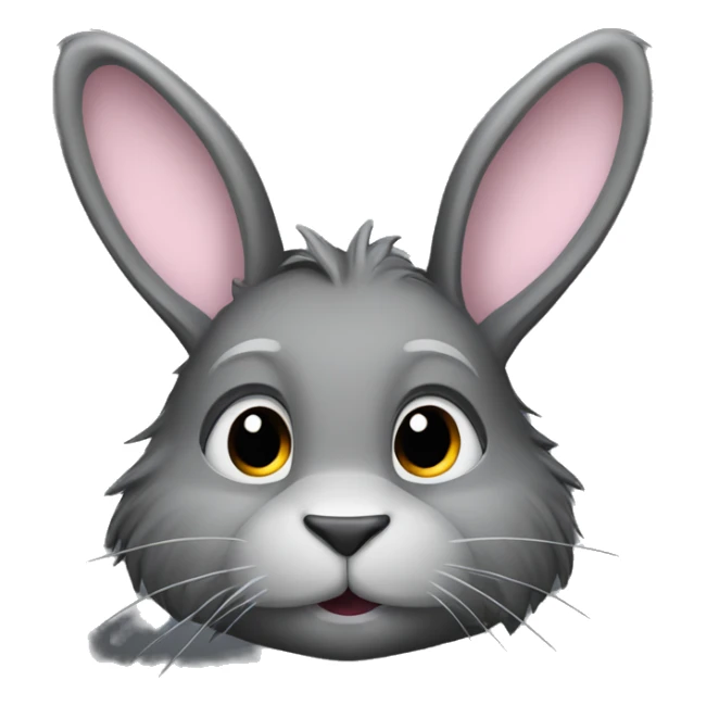 Lapin noir avec poils long gris sticker