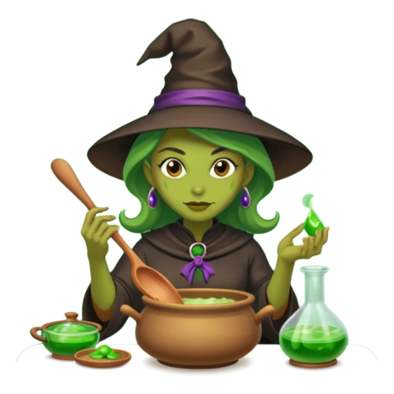 green witch cooking potion sticker