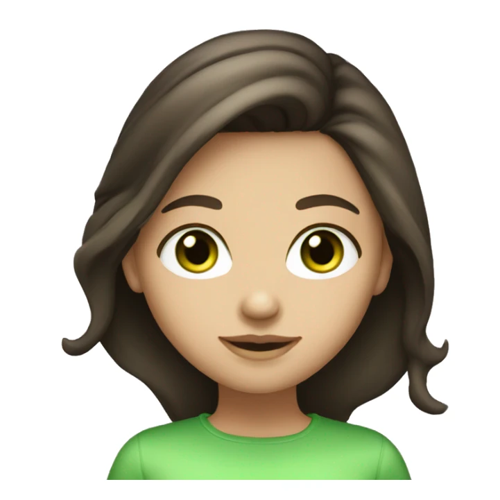 Brunette with light skin and green eyes girl cute sticker