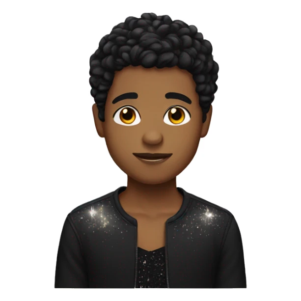 Brown boy with black short hair with sparkles in hair  sticker
