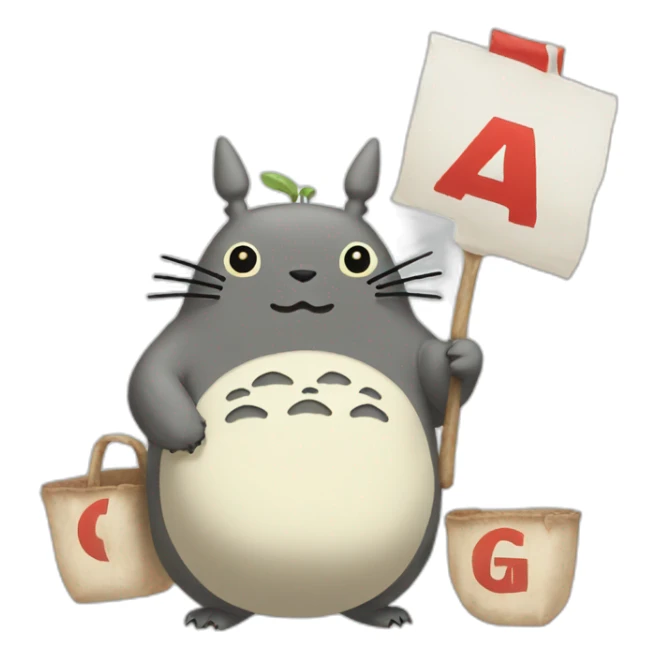Totoro holding sign with capital letters maga on it sticker