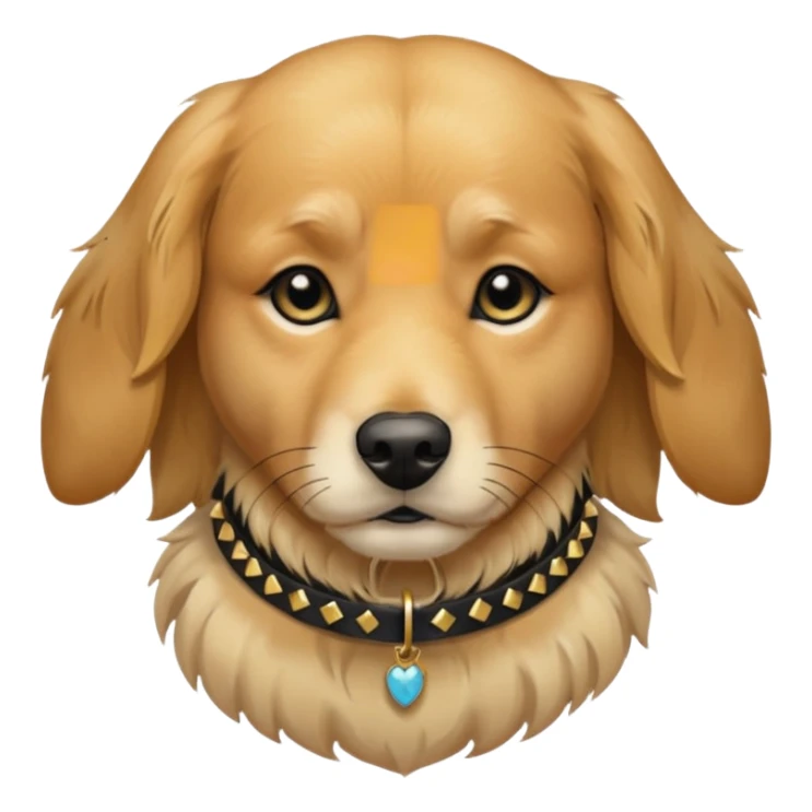 Sad golden retriever dog wearing goth accessories sticker