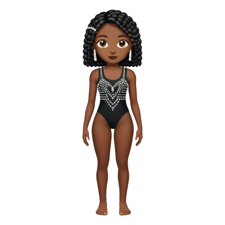 Women’s Black weaved tank top body suit with white beads sticker