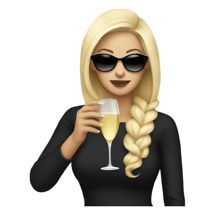 blonde drinking champagne wearing black glasses  sticker