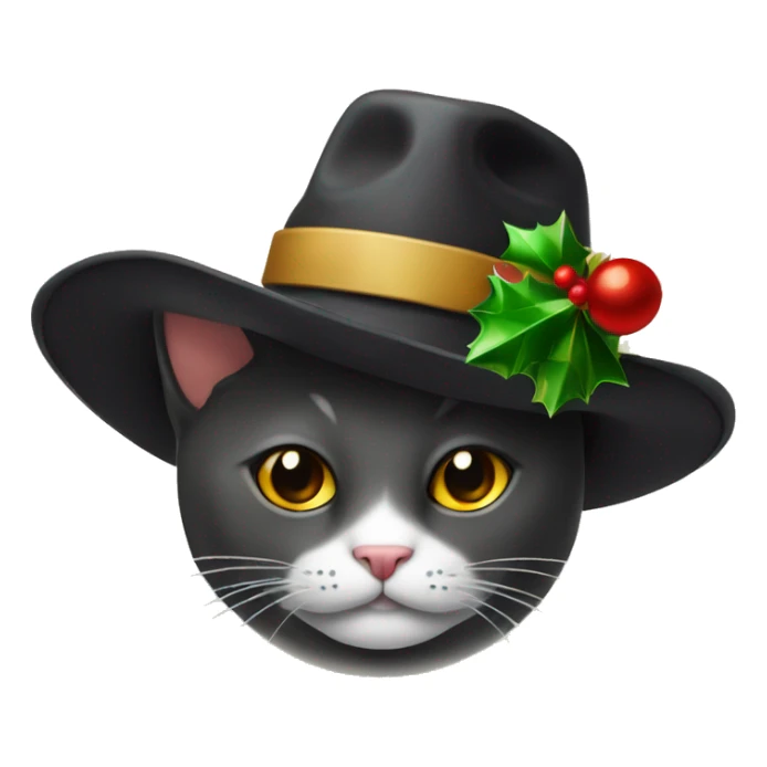 gato negro con sombrero de navidad sticker