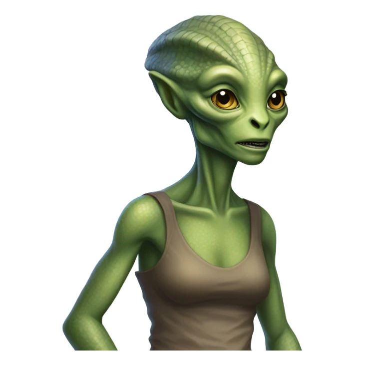Alien reptilian woman, working sticker