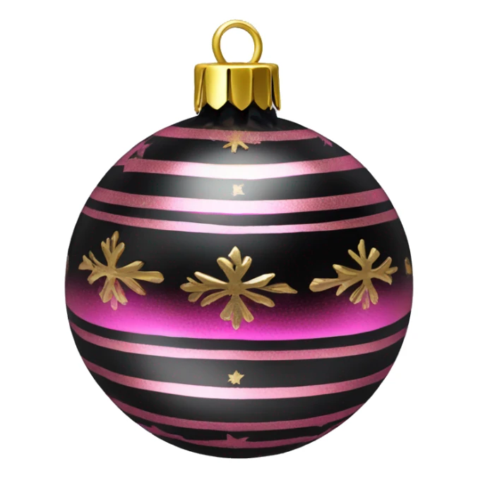 Realistic black and pink metallic christmas bauble with gold accents.  sticker