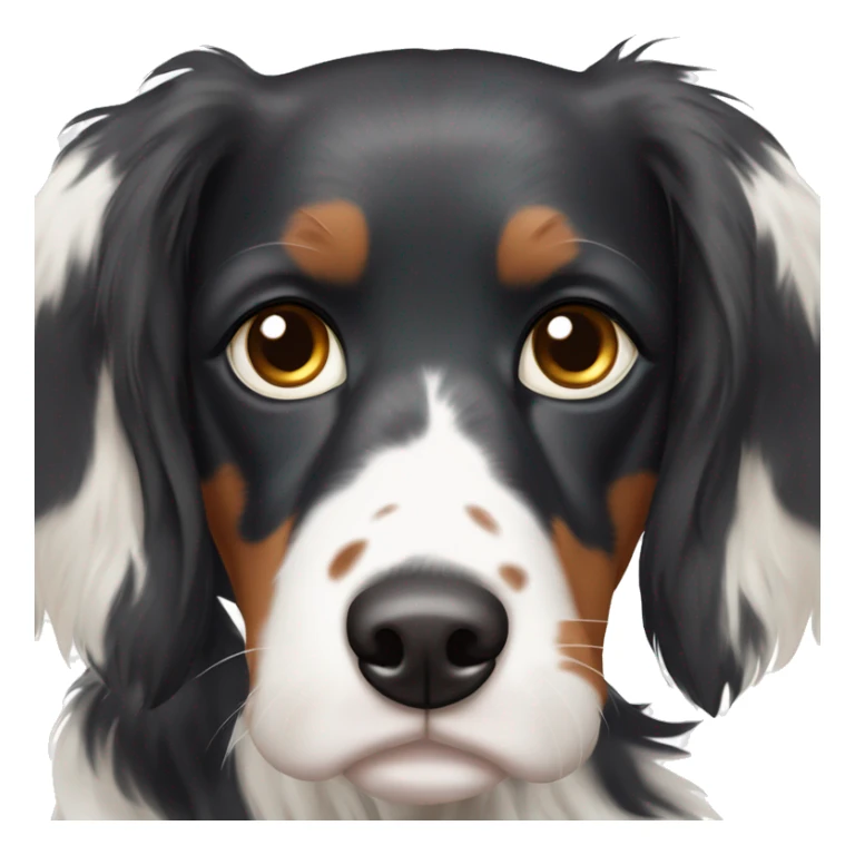 English Setter face, brown eyes, black face and ears, white patch on right cheek, white patch on top of head sticker