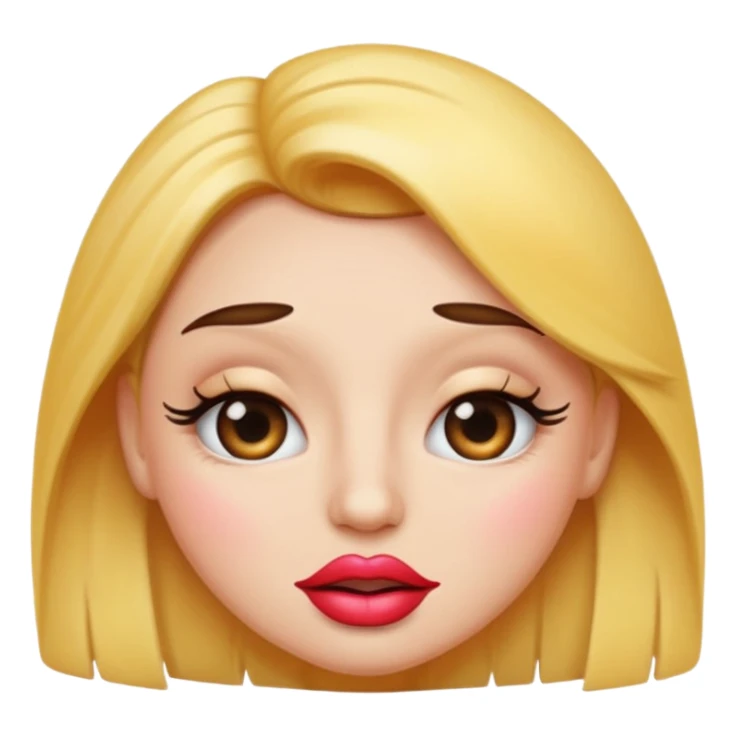 Sassy emoji with big lips and eyelashes sticker