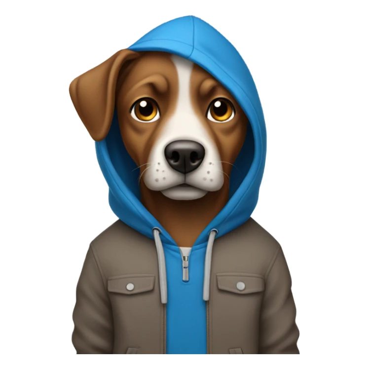 a brown dog with a blue pants and a gray hoodie chilling sticker
