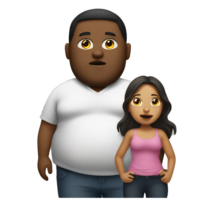 Fat girl with skinny man sticker