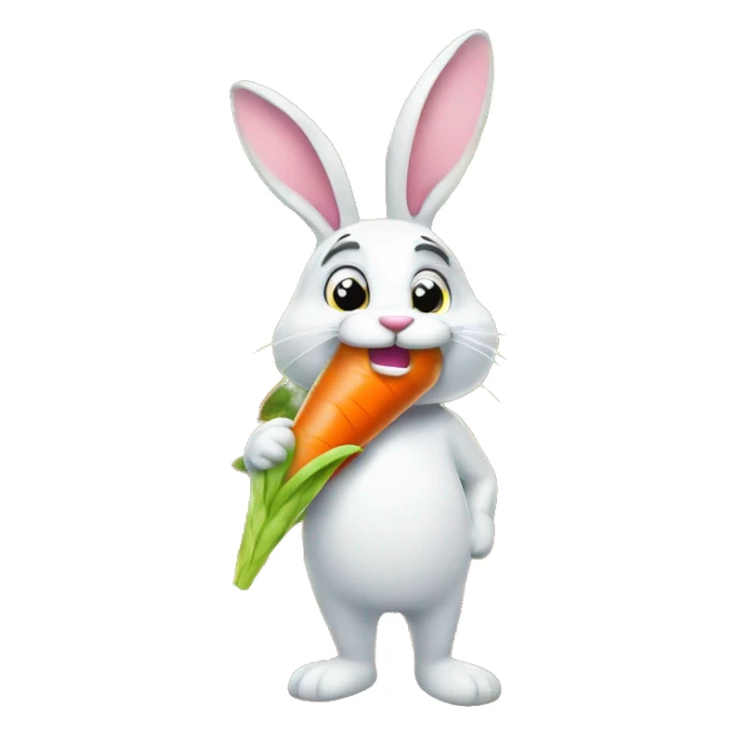 Rabbit character growing carrot-shaped ice cream in the field sticker