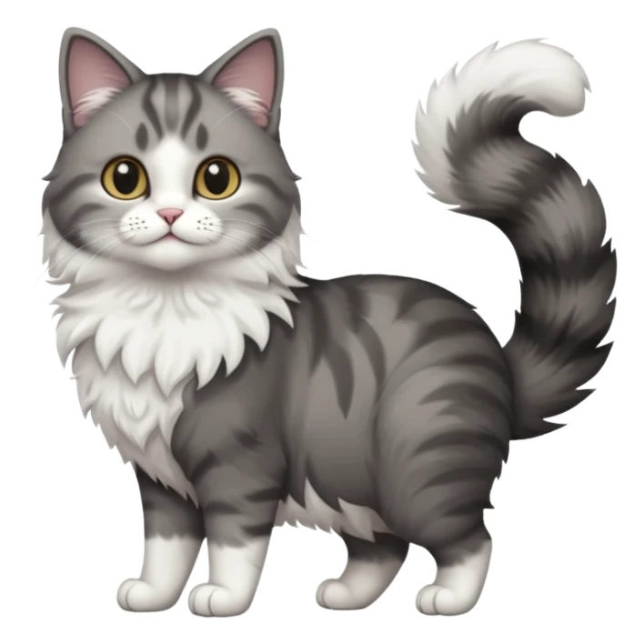 full body half dark grey and half white cat with white front legs sticker