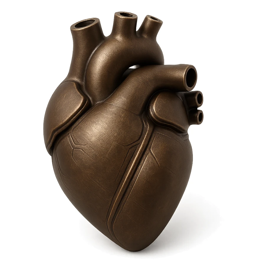 heart with a metallic bronze finish, clean digital illustration sticker