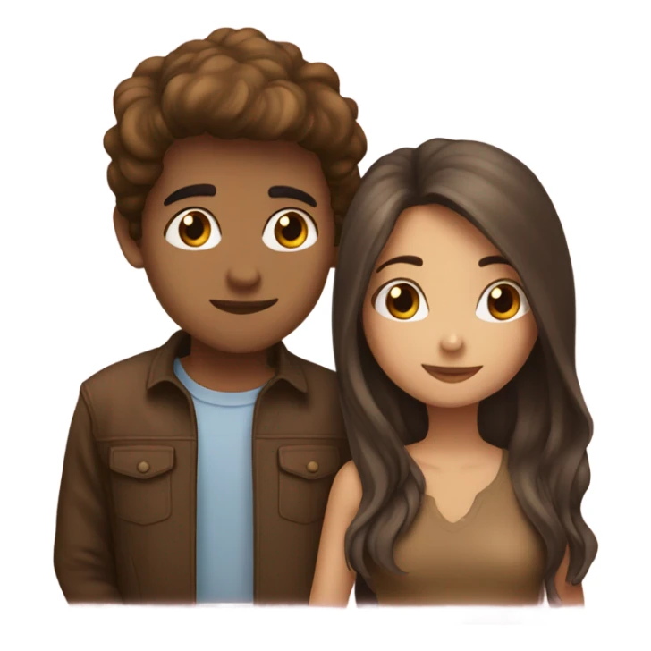 Brown haired girl and brown haired boy kiss sticker