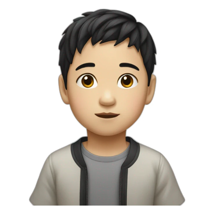 Little chinese kid white black hair sticker