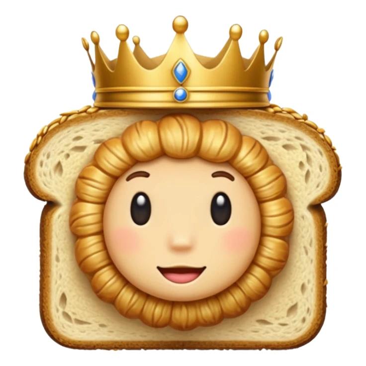 cartoon style slice of bread with a royal crown sticker