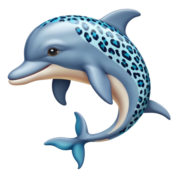 the dolphin emoji, but instead of blue skin it has leopard skin sticker