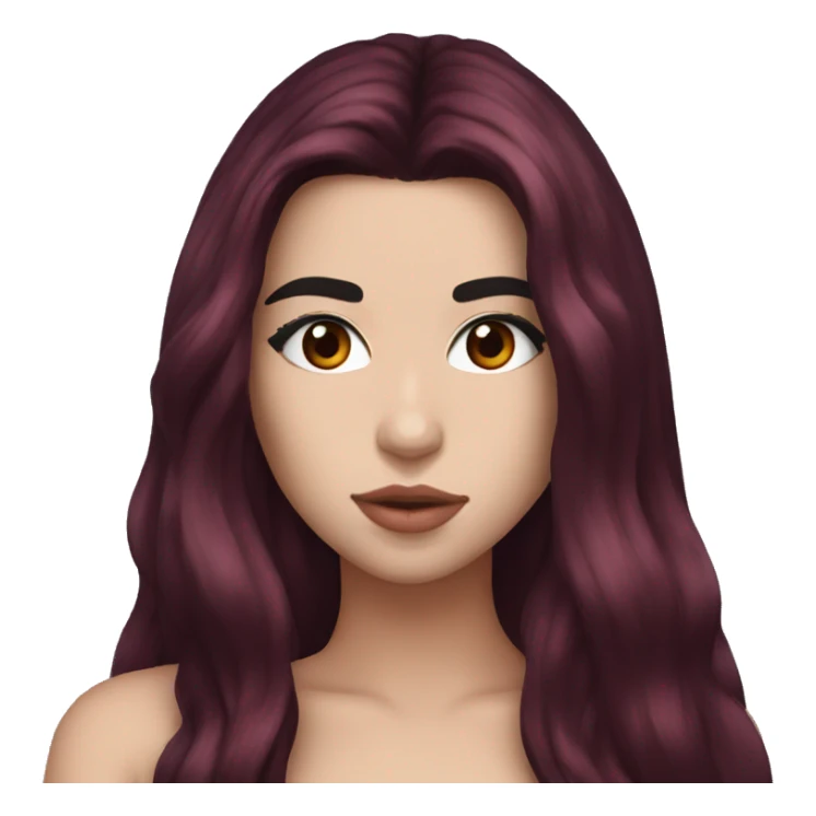 dua lipa with dark red long hair sticker