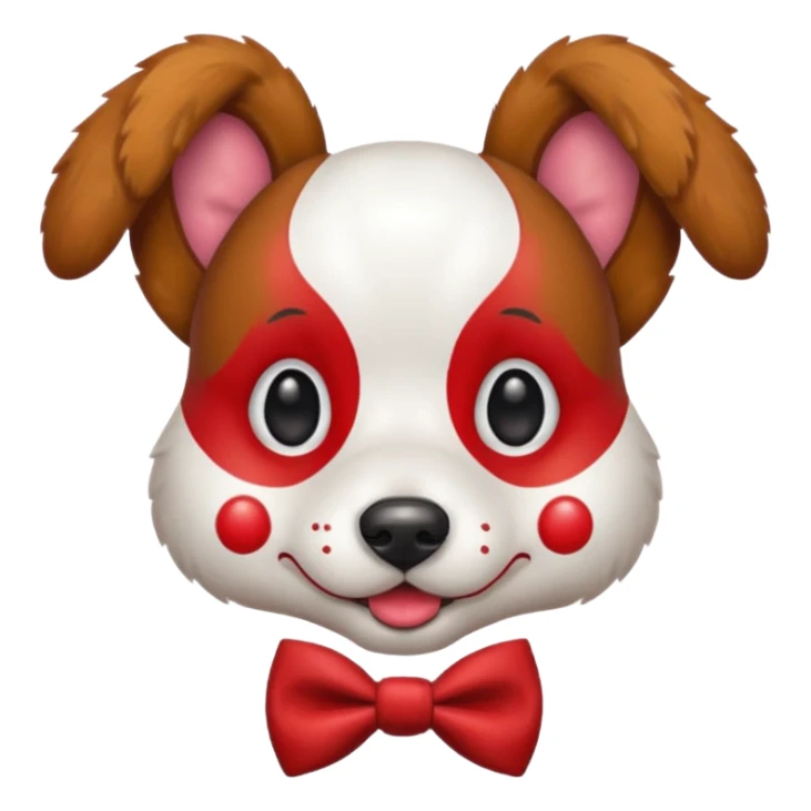 Dog clown with painted nose, bow tie sticker