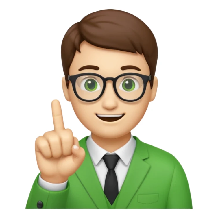 a normal emoji with nerd face and a finger upp with greenscreen sticker