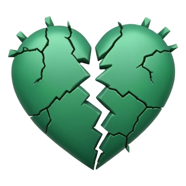 A simple green coloured broken heart with one crack in the middle nothing more then just one simple crack in the middle  sticker