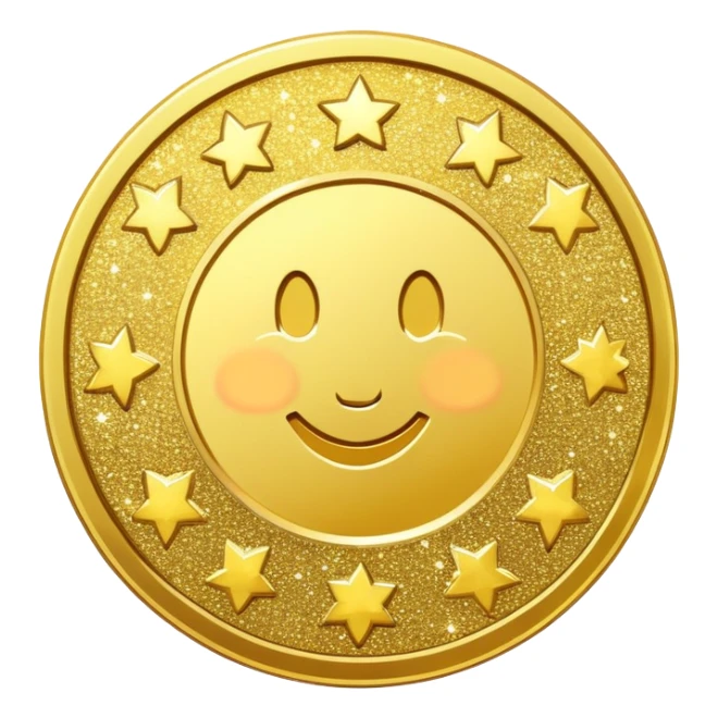 gold coin combined with sparkling glitter, shiny and festive sticker