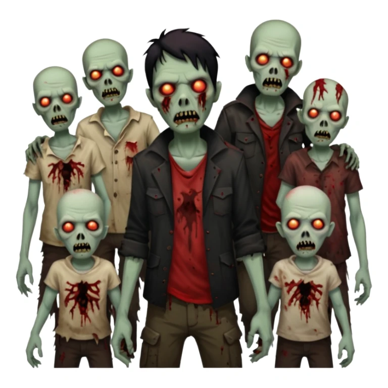 zombie horde made of shadowy figures with glowing red eyes sticker