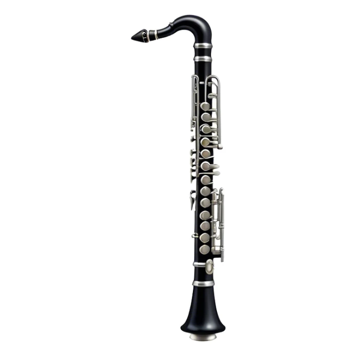 Cinematic Realistic Clarinet, deep black body with gleaming silver keys, rich warm lighting catching every intricate detail, slightly worn mouthpiece adding authenticity, glowing with a timeless and sophisticated presence. sticker