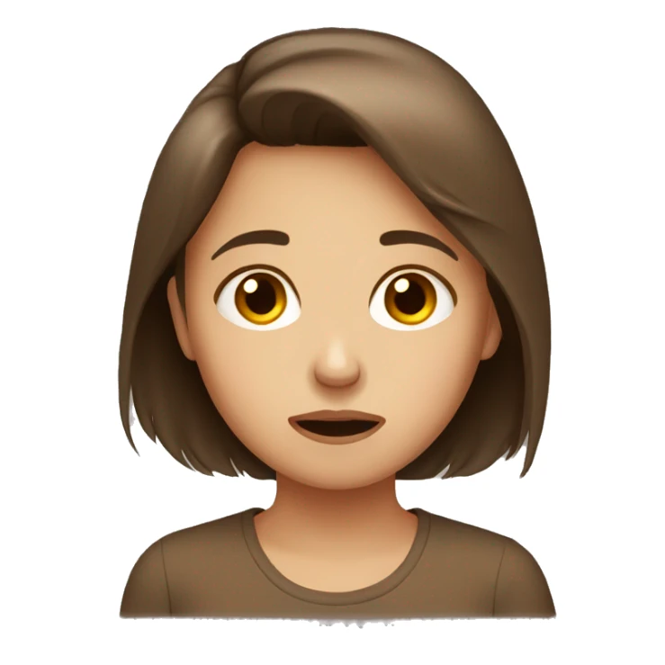 crying short brown hair girl with brown eye sticker