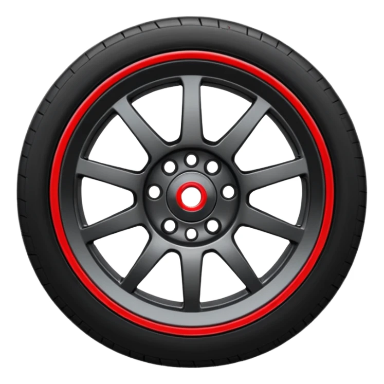 Car wheel emoji with red brake caliper inside wheel sticker