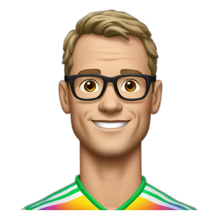 Jonathan Toews wearing glasses and rainbow clothes sticker