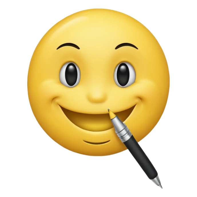 A smiley with a pen in his mouth  sticker