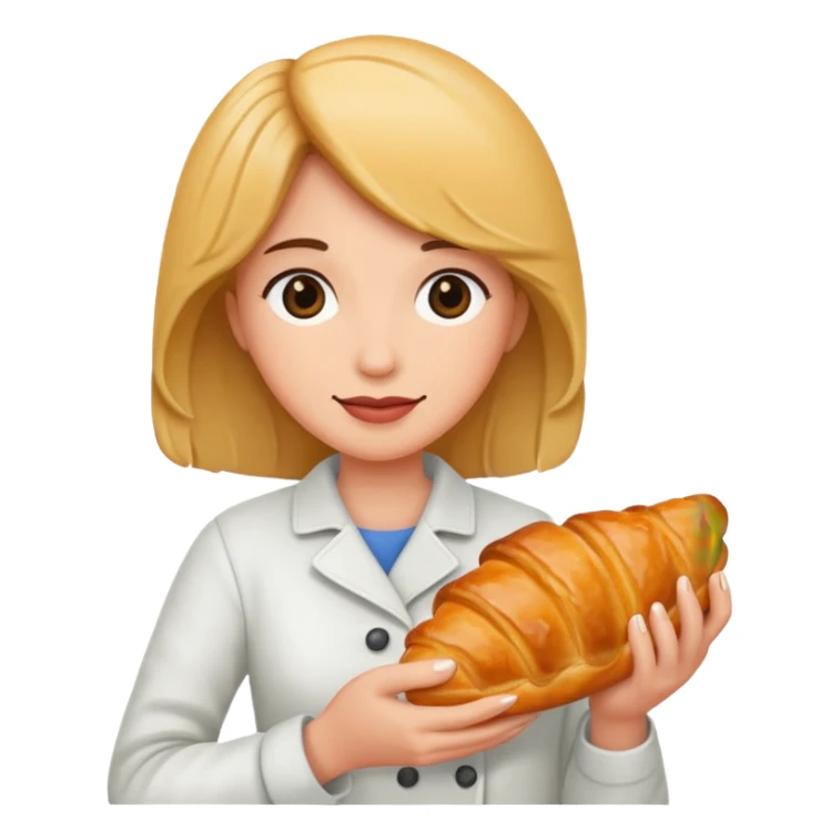 woman holding croissant sticker