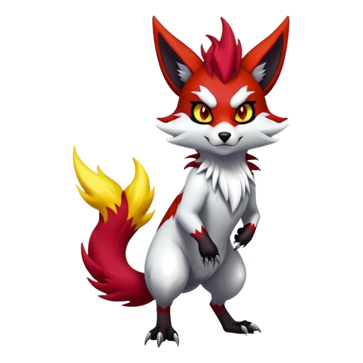 Shiny Exotic Gothic Badass Anthropomorphic Delphox-Zoroark-Zangoose-hybrid-creature sticker