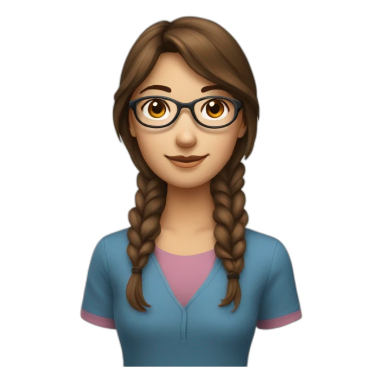 Une fille avec brune avec deux mèche décoloré et des lunettes sticker