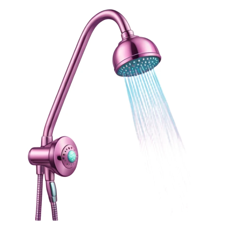 Pink glittery full shower with shower head and wall  sticker