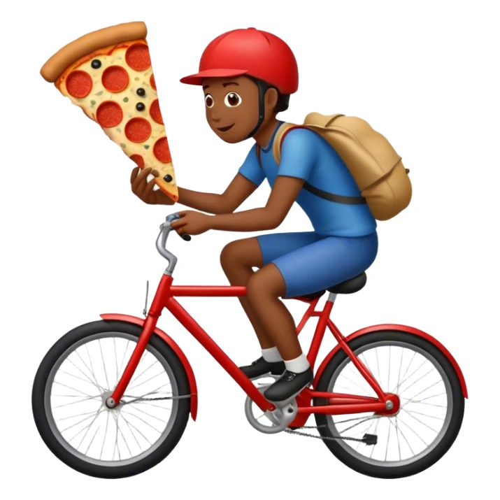 me riding a bike eating a pizza sticker