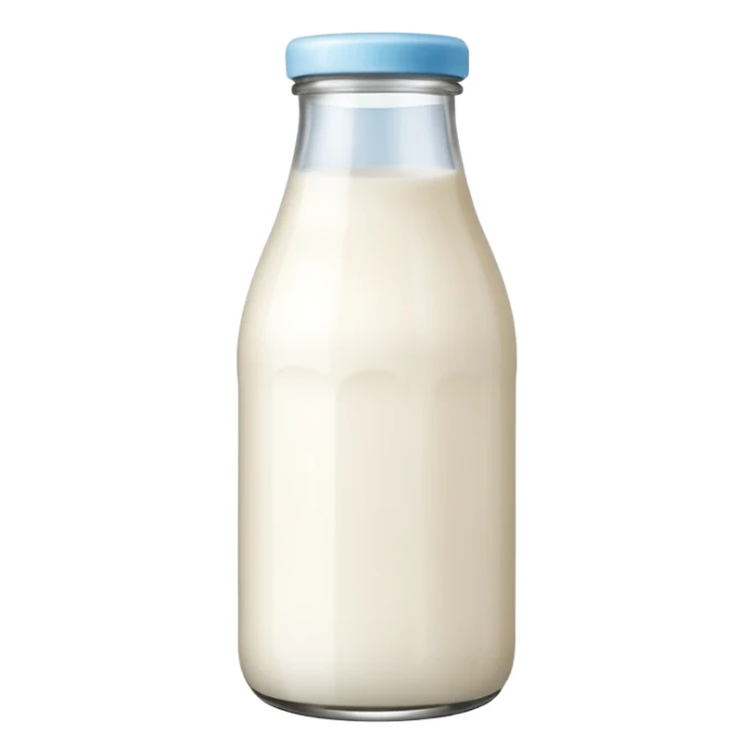Cute glass milk bottle with white milk sticker