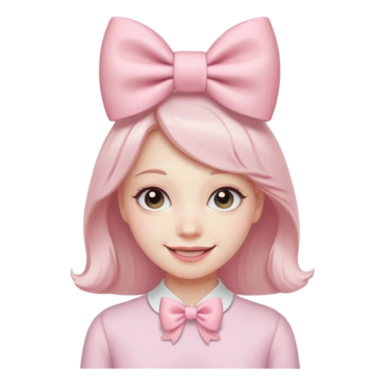 classic laughing emoji with a very pretty pale pale pink bow sticker