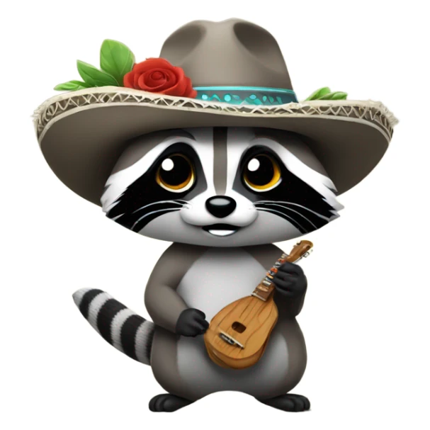 Raccoon wearing sombrero holding a pew pew  sticker