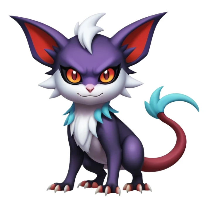 Edgy Cool Kawaii Litten-Noivern-Noibat-Absol-Pokémon Full Body sticker